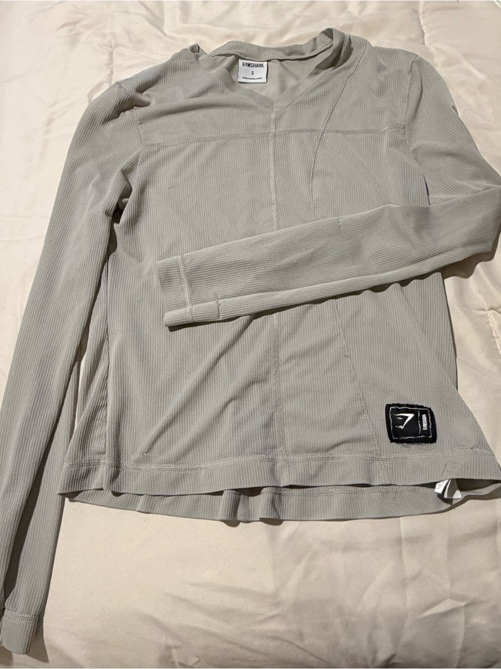 Gymshark Women Long Sleeve Ribbed Top - Light Gray